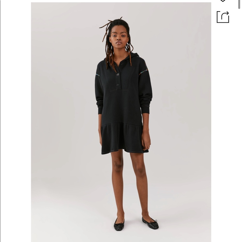 Something Navy Dottie Hooded Sweatshirt Dress in black